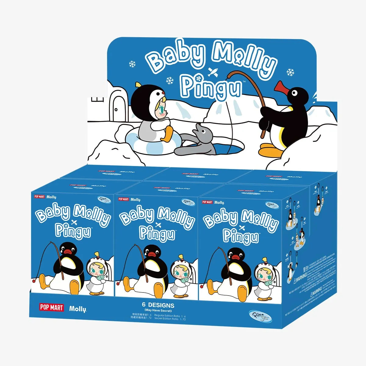 POP MART Baby Molly × Pingu Happy Fishing Series-Vinyl Plush Pendant Blind Box 快樂垂釣系列