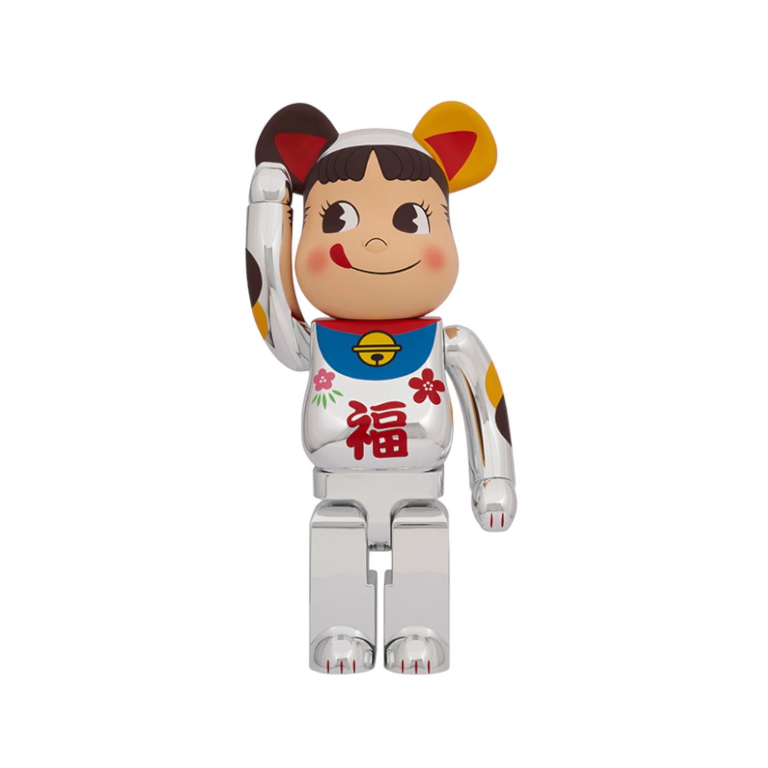 1000％ BE@RBRICK 招き猫 ペコちゃん 福 銀メッキ