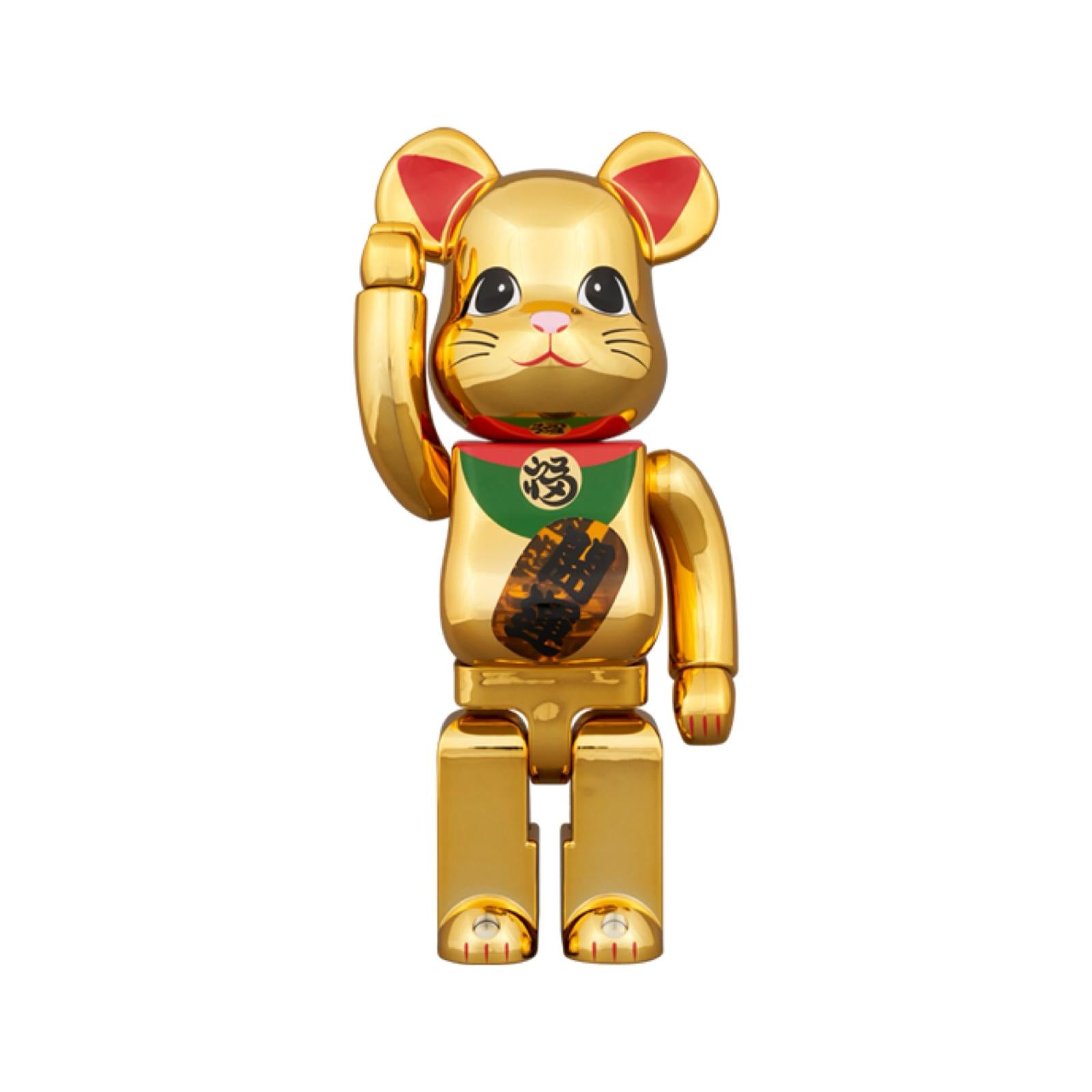 400％ BE@RBRICK 招き猫 開運 金メッキ 発光