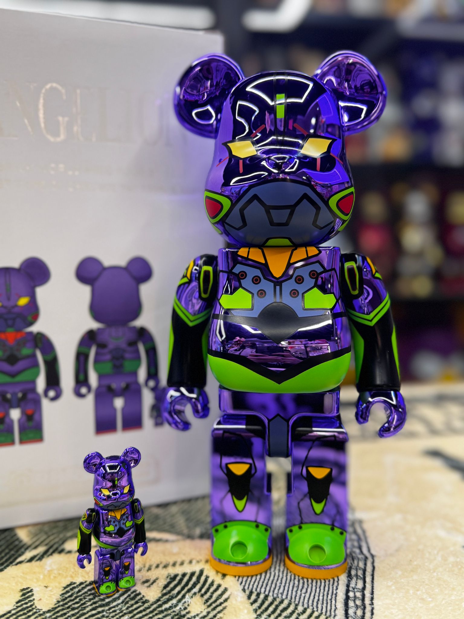 100% & 400% Be@rbrick Evangelion Eva Chrome Ver.