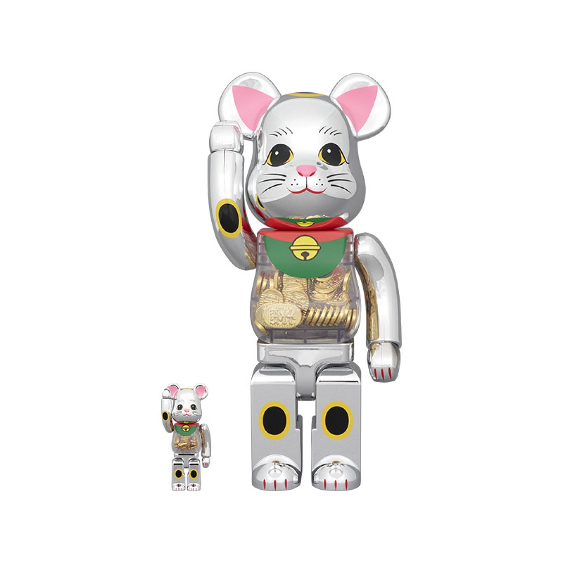 100％ & 400％ BE@RBRICK 招き猫 小判 千万両 銀メッキ