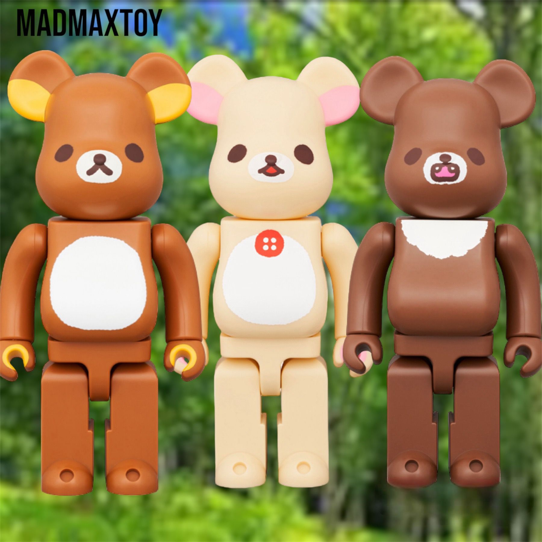 Set of 3 pcs 400% BE@RBRICK リラックマ,コリラックマ,チャイロイコグマ（輕鬆小熊）Rilakkuma 鬆弛熊