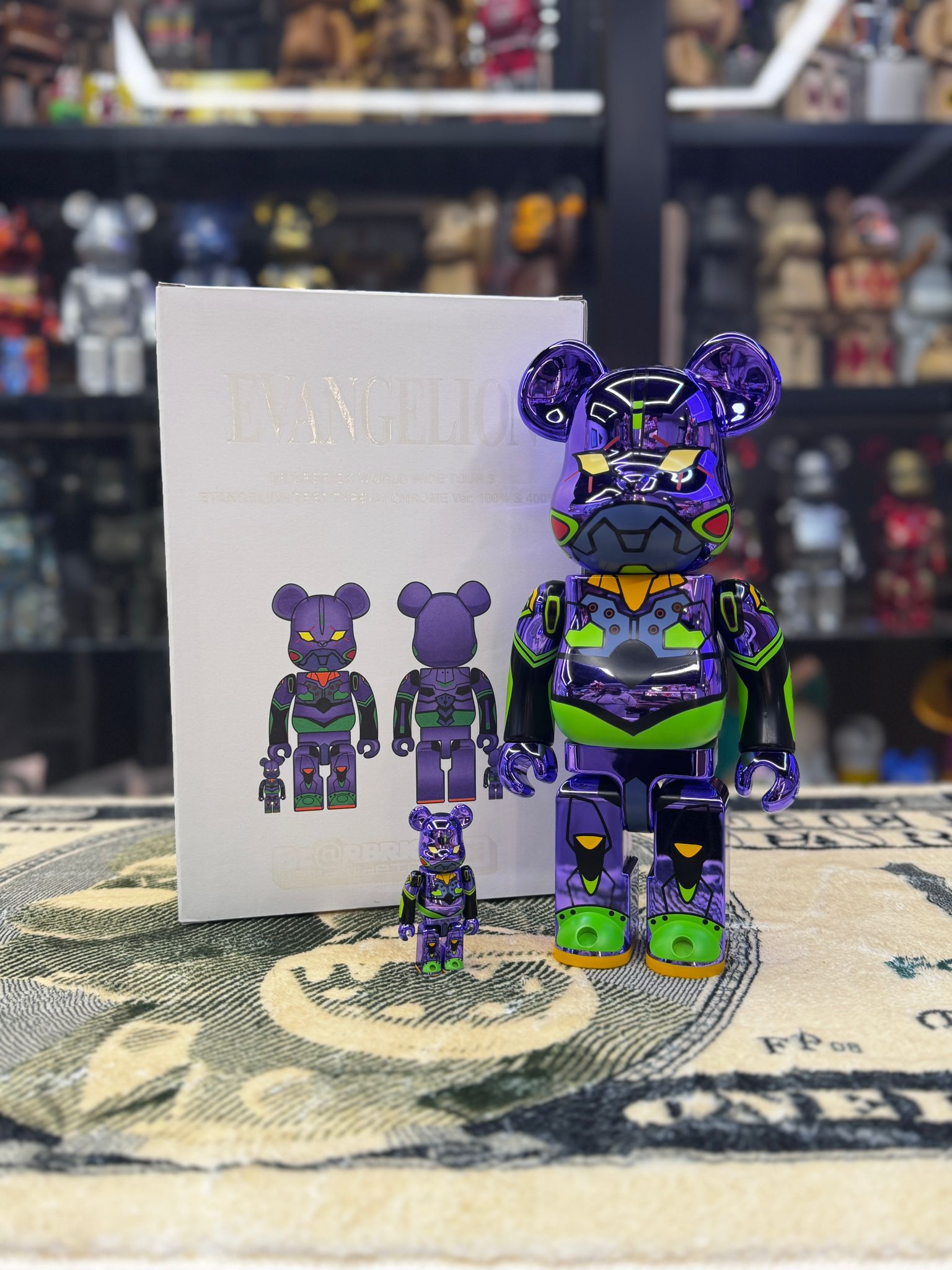 100% & 400% Be@rbrick Evangelion Eva Chrome Ver.