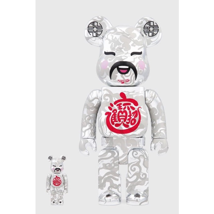 100% & 400% Bearbrick x acu 銀財神 招財進寶(Silver)