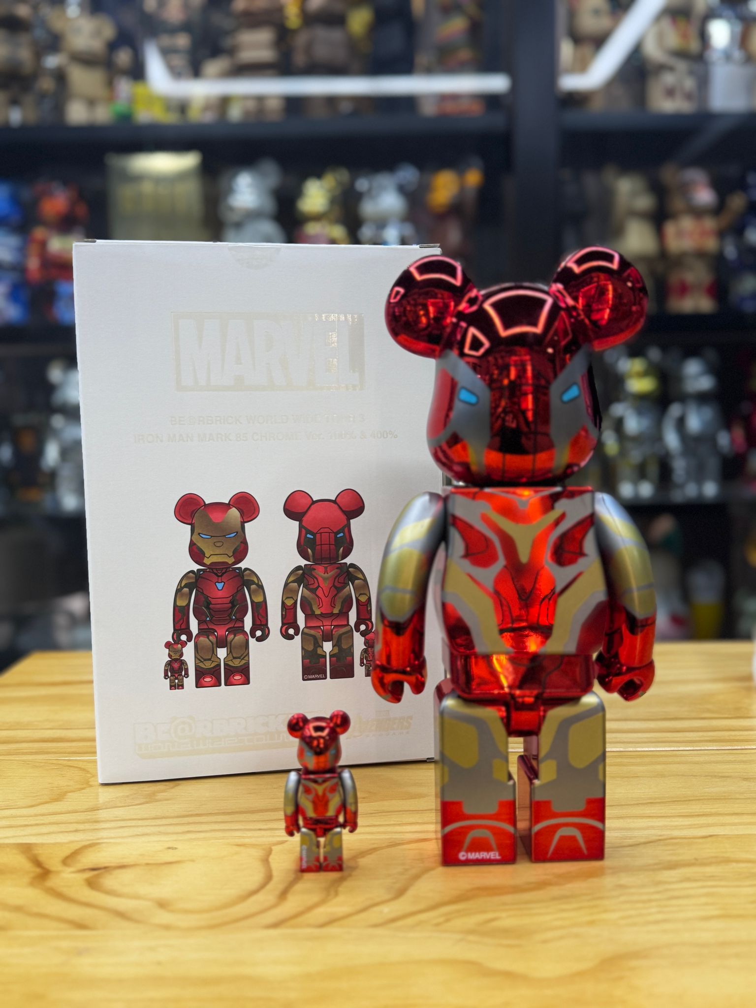 100％ & 400％ BE@RBRICK IRON MAN MARK85 CHROME Ver. – Madmaxtoys