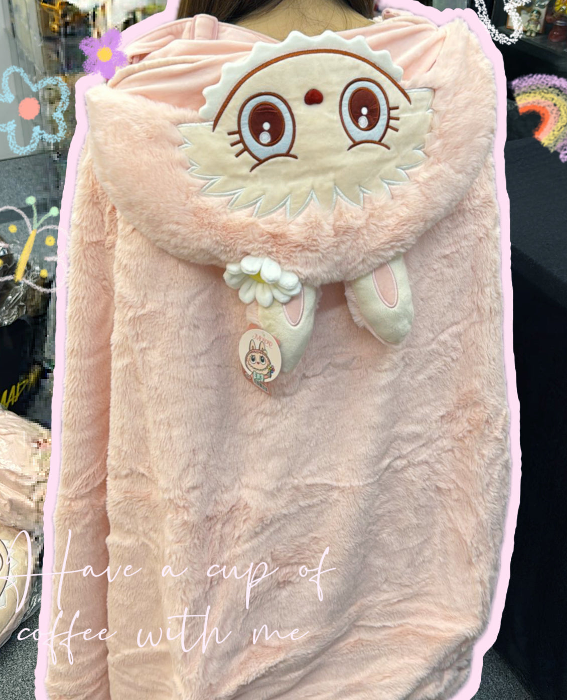 Popland 樂園限定 mokoko 甜心系列-毛絨披毯 mokoko Sweetheart Series Plush Cape