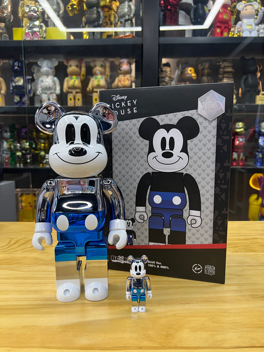 100％ & 400% BE@RBRICK fragmentdesign MICKEY MOUSE BLUE Ver.