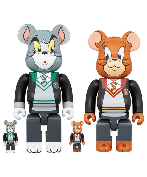 Set of 2pcs 100% & 400% Be@rbrick Tom & Jerry in Hogwarts House Robes