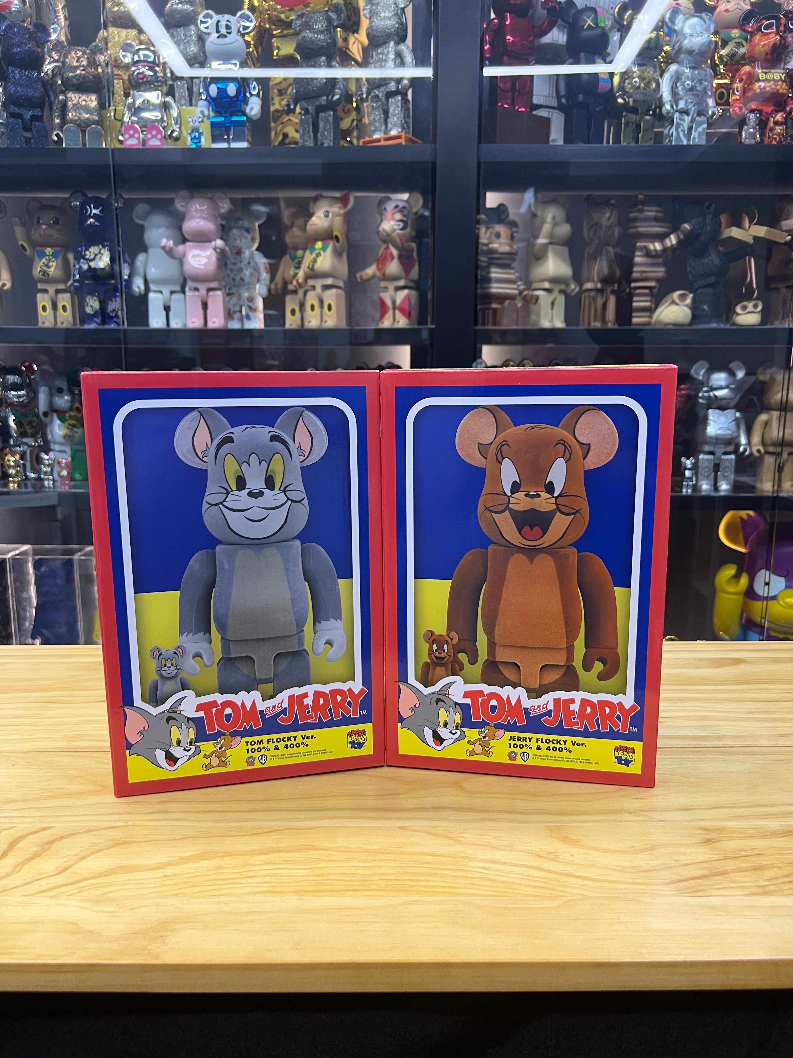 Set of 2pcs 100% & 400% Be@rbrick Tom & Jerry Flocky Ver.