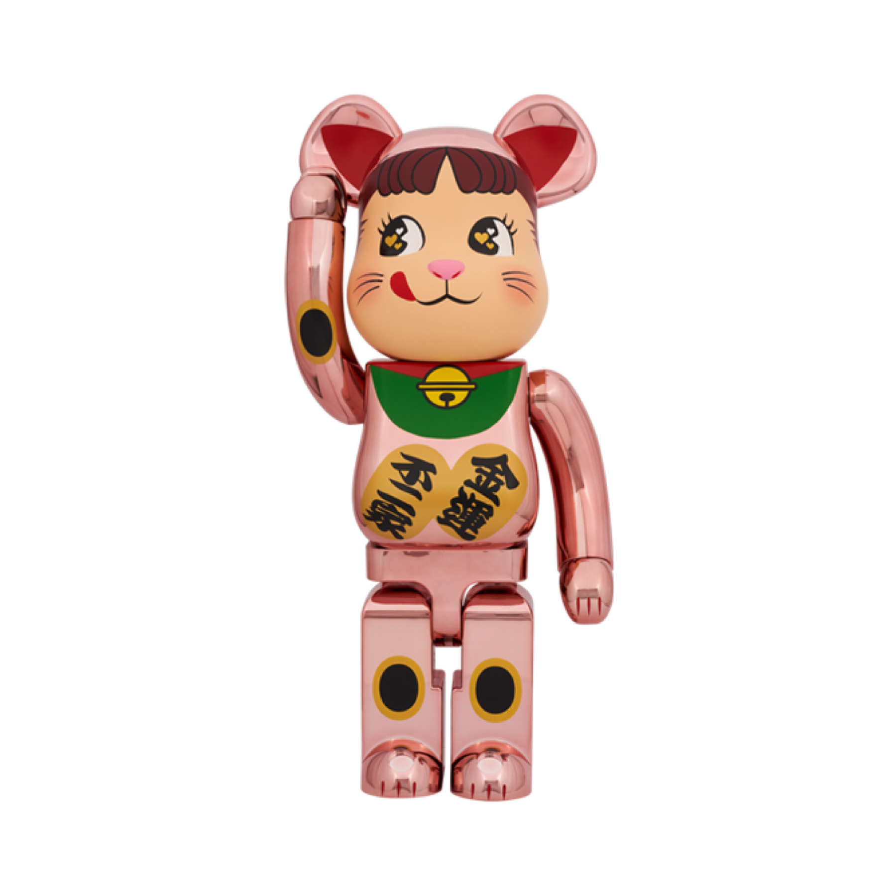 1000％ BE@RBRICK 招き猫 ペコちゃん 金運 ダブル小判 桃金メッキ