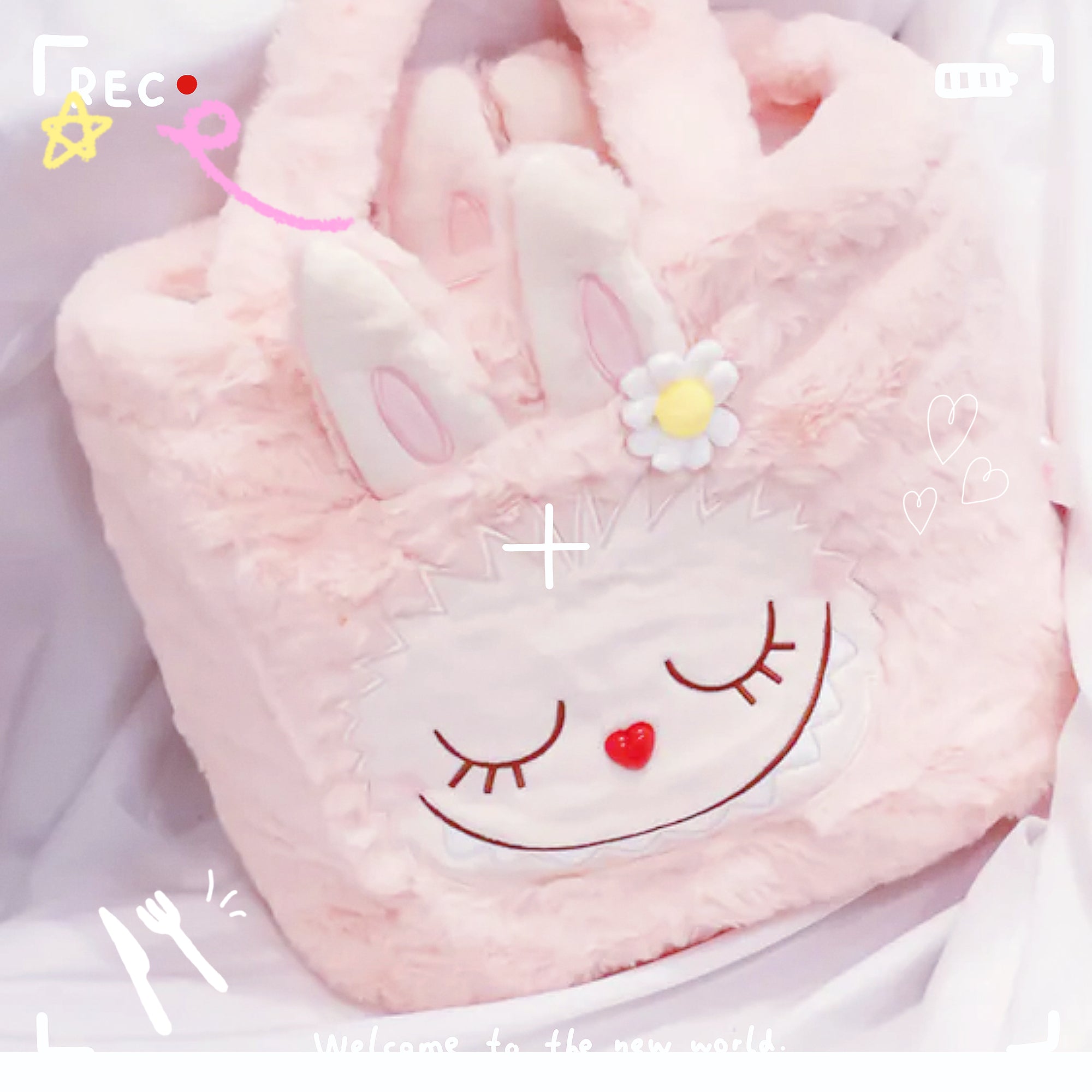 Popland 樂園限定 mokoko 甜心系列-毛絨翻翻包 mokoko Sweetheart Series Plush Handbag（Reversible）