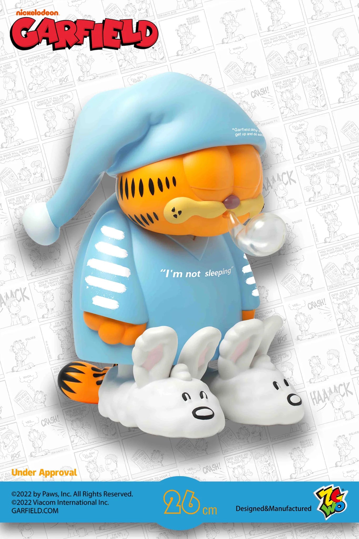 Garfield - "Je ne dors pas" version somnambule 26 cm de Garfield (version bleue)