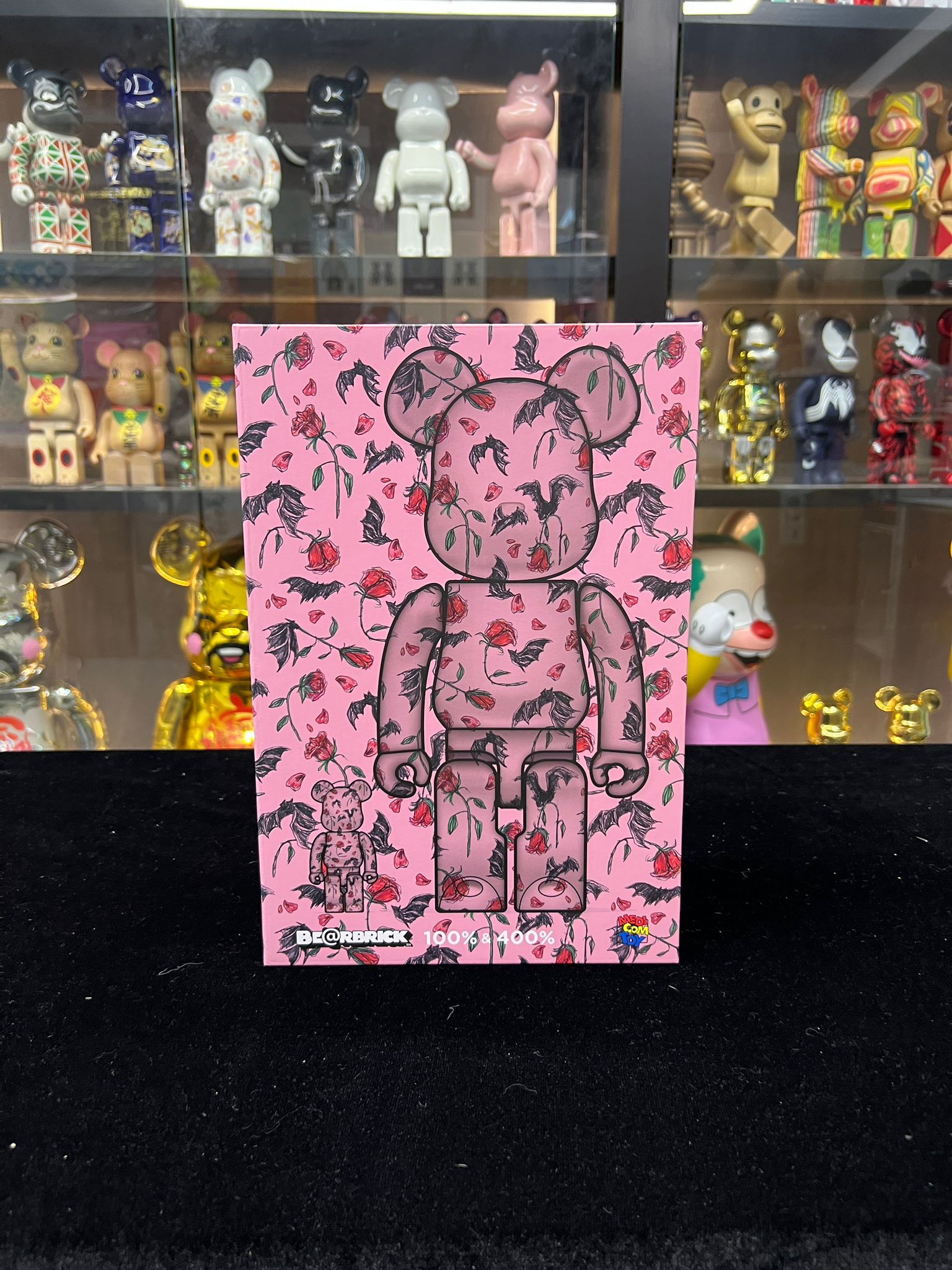 100% & 400% BE@RBRICK KIDILL × ERI WAKIYAMA BAT & ROSE (Pink)