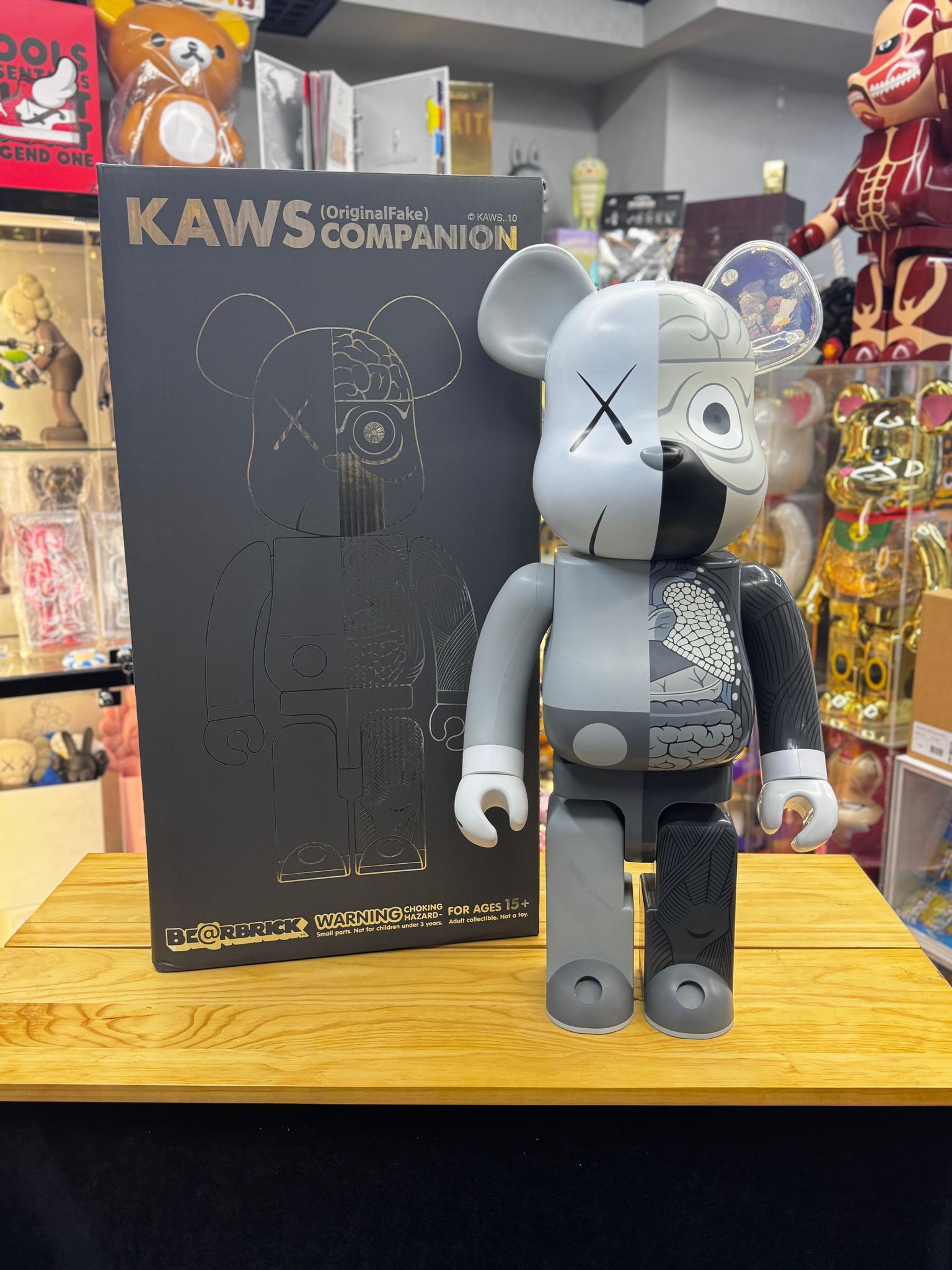 1000% Be@rbrick x Kaws Original Fake Dissected（Grey ）