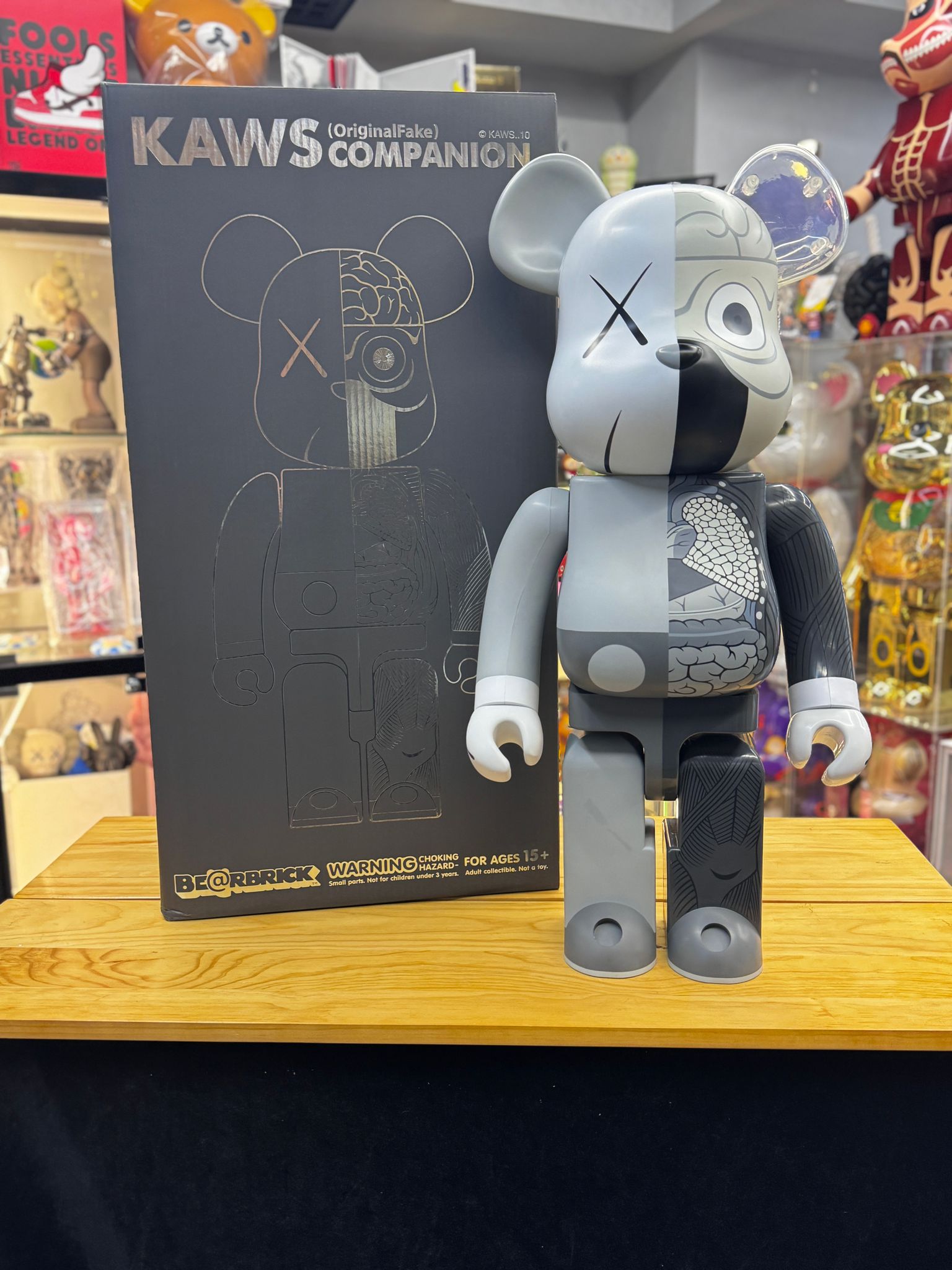 1000% Be@rbrick x Kaws Original Fake Dissected（Grey ）