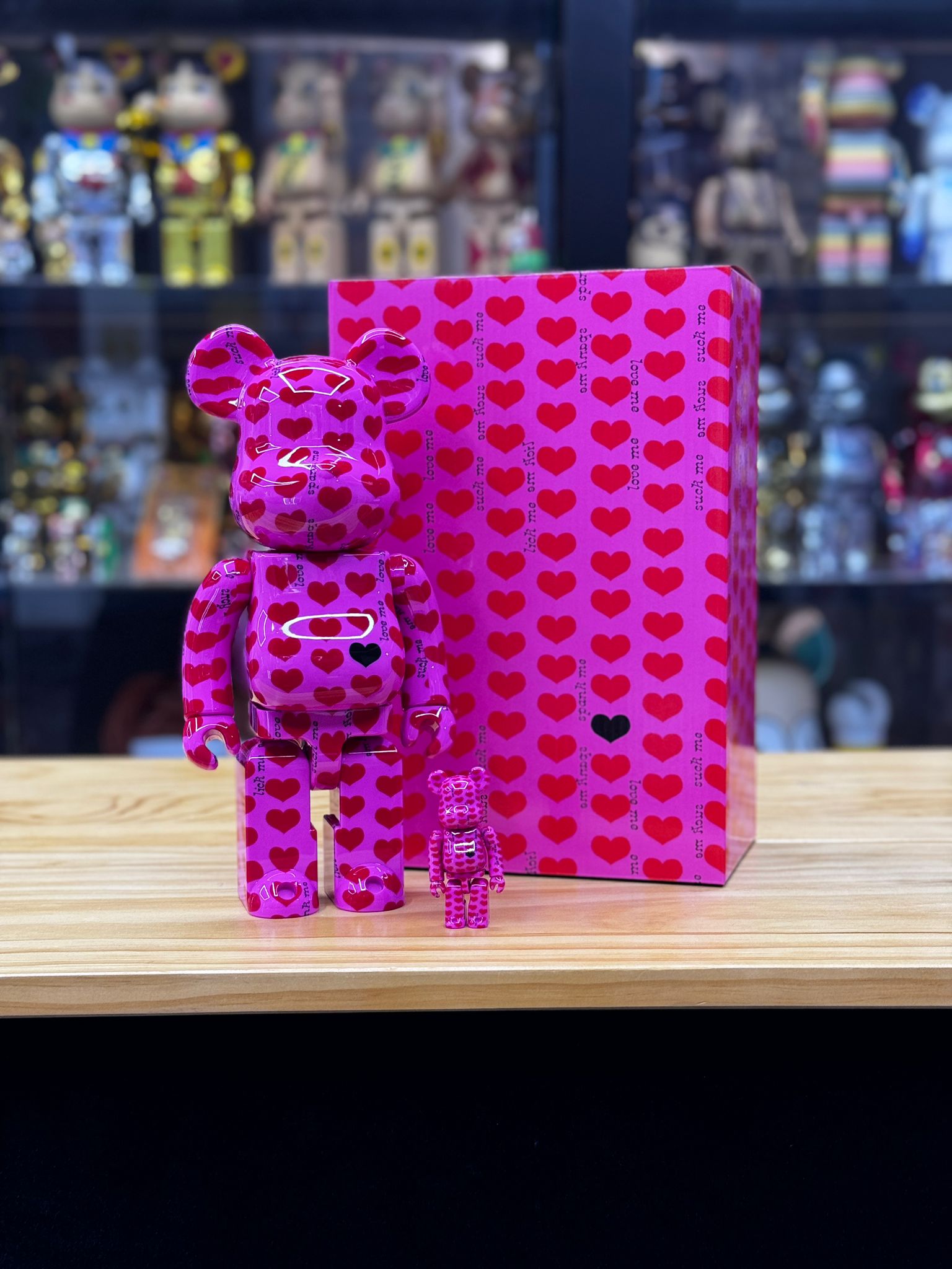 100% & 400% Bearbrick x Hide Pink Heart