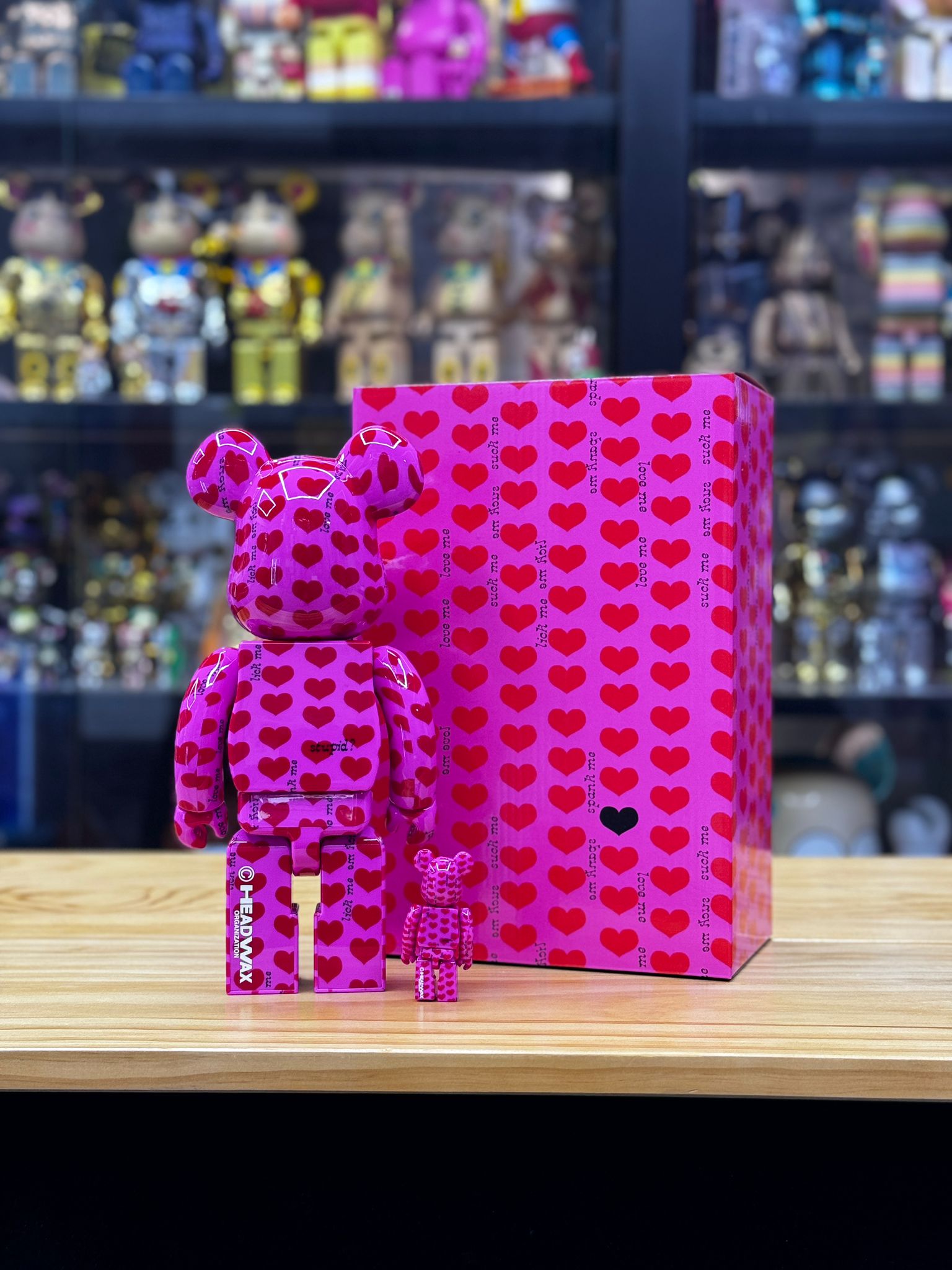 100% & 400% Bearbrick x Hide Pink Heart