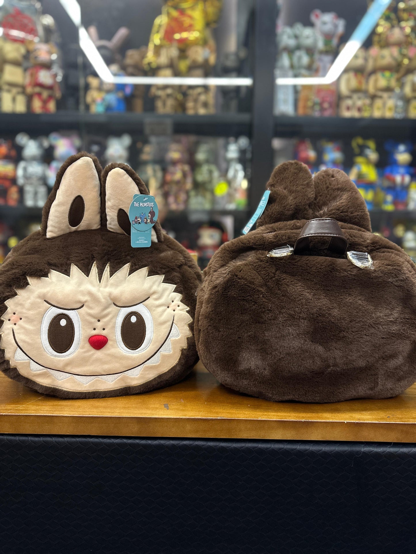 POP MART Classic Bag Series- LABUBU Big Head Backpack 大頭雙肩包毛絨包棕色