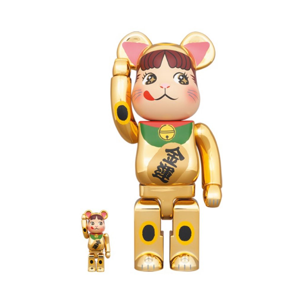 100％ & 400％ 招き猫 ペコちゃん 金運 金メッキ (Neko Peko Gold Chrome)