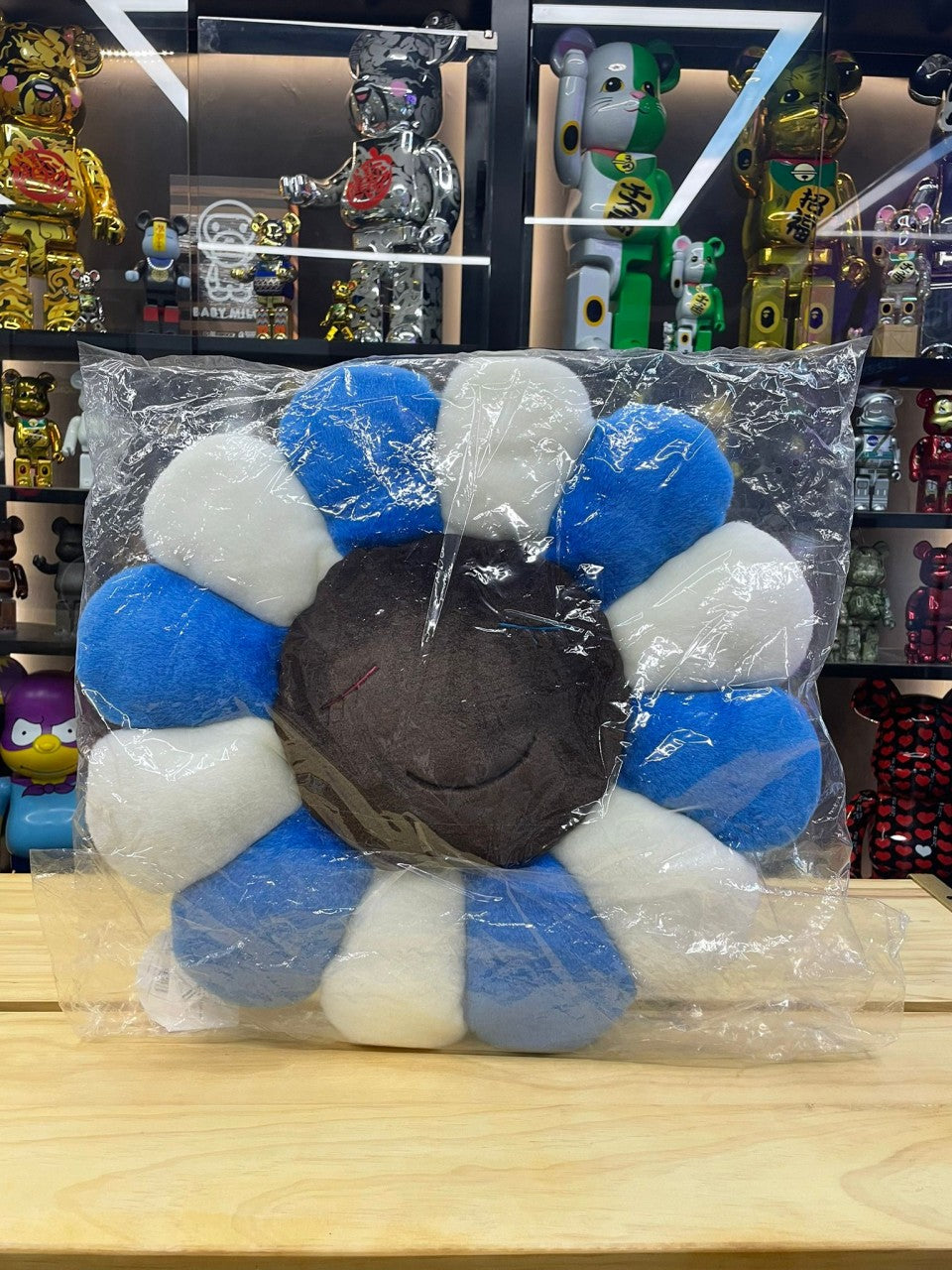 60cm Flower Cushion (Blue & Brown)