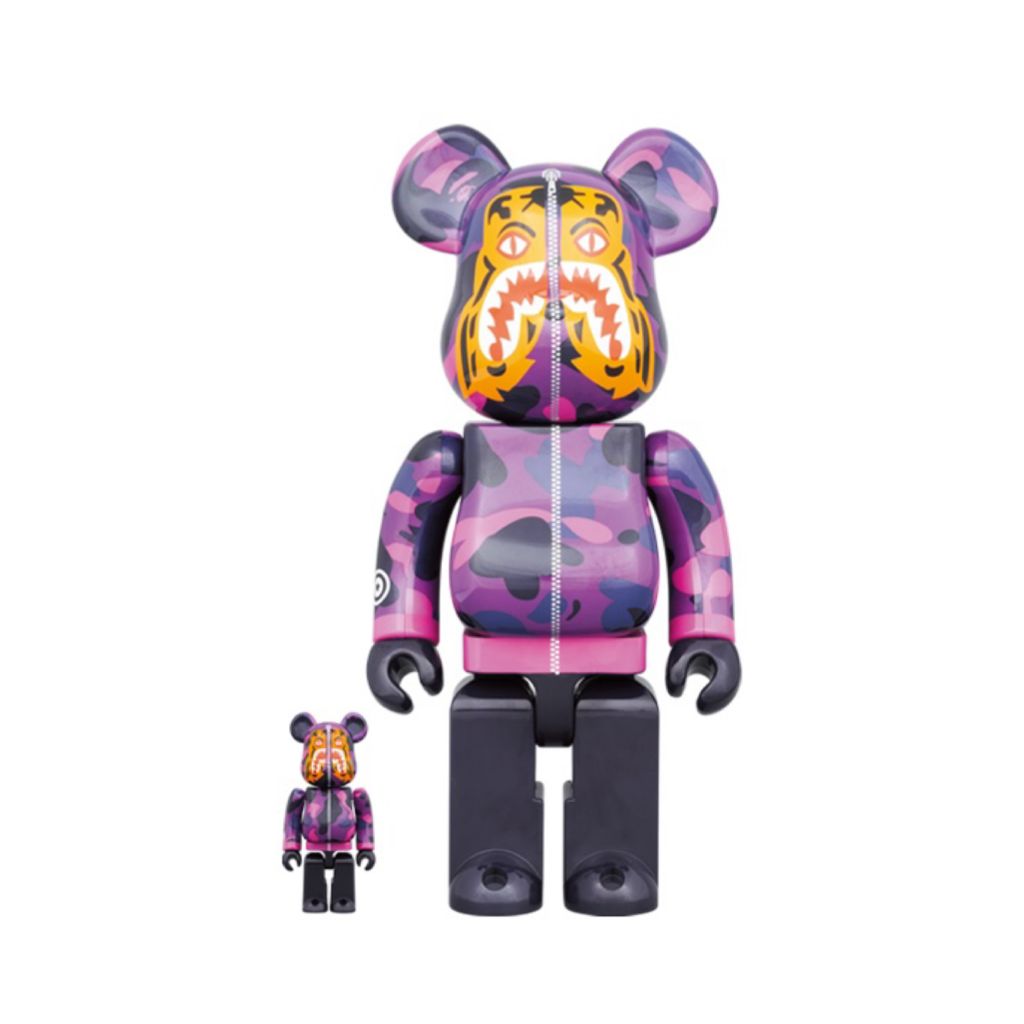 Set of 3 100+400% Be@rbrick Bape(R) Camo Tiger［Red／Purple／Blue］