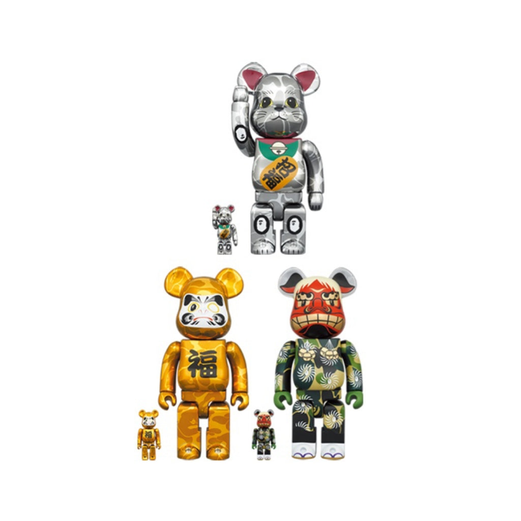 100％ & 400％ 6pcs Be@rbrick Bape(R) 招き猫 銀メッキ／達磨 金メッキ／獅子舞
