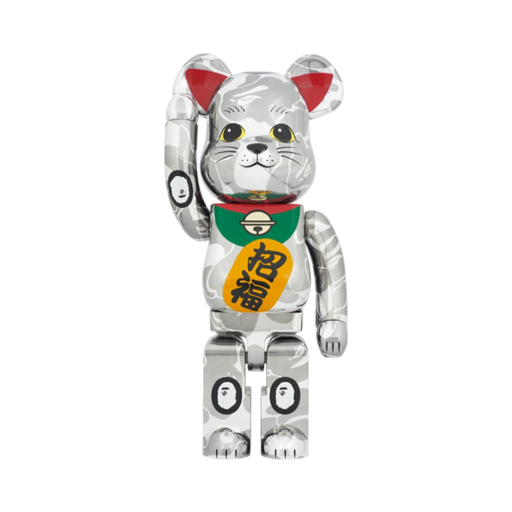 Be@rbrick Bape(R) สีเงิน Lucky Cat 1,000%
