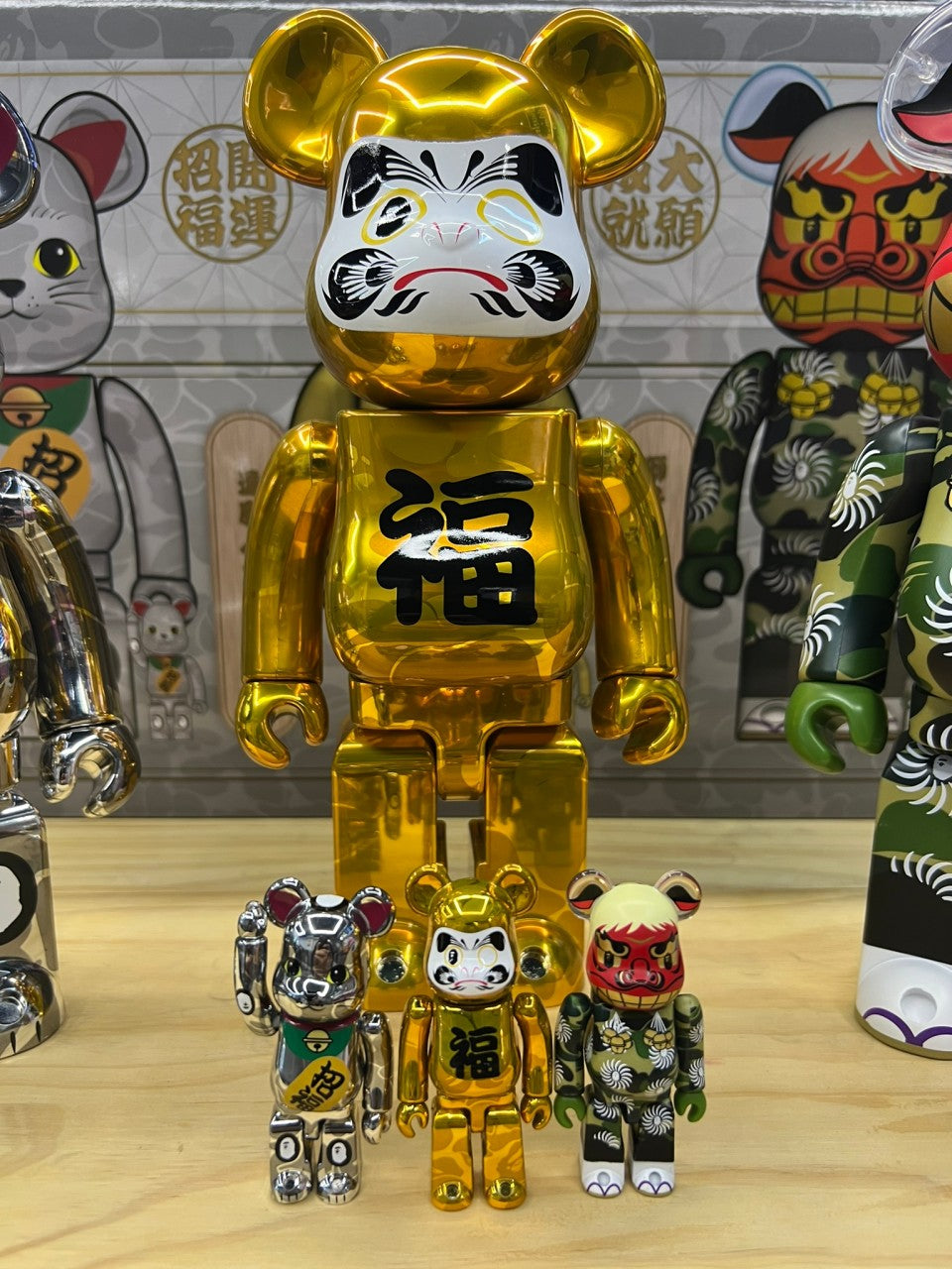100％ & 400％ 6pcs Be@rbrick Bape(R) 招き猫 銀メッキ／達磨 金メッキ／獅子舞