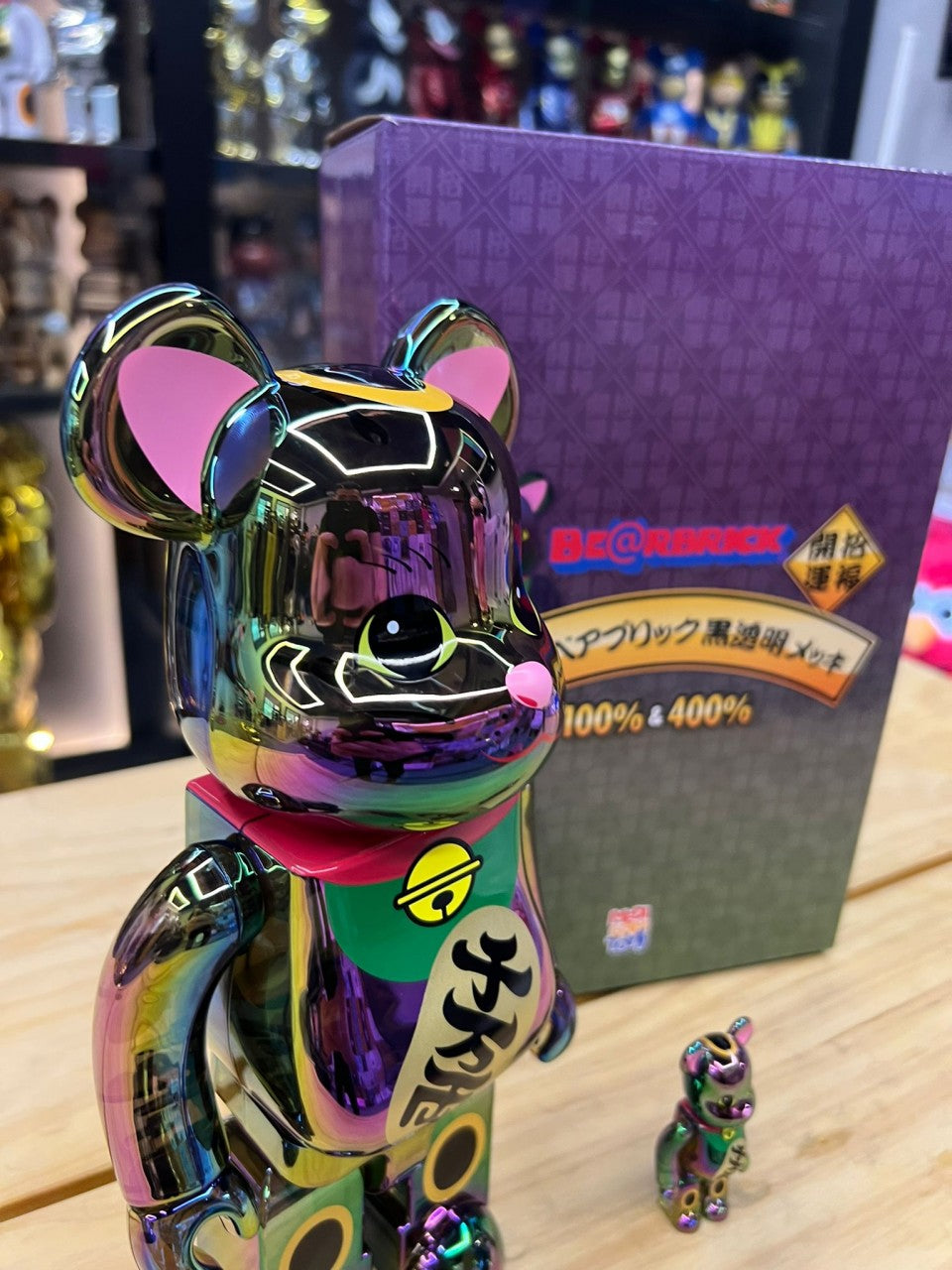 100% & 400% 黑透明 招財貓 招き猫 黒透明メッキ