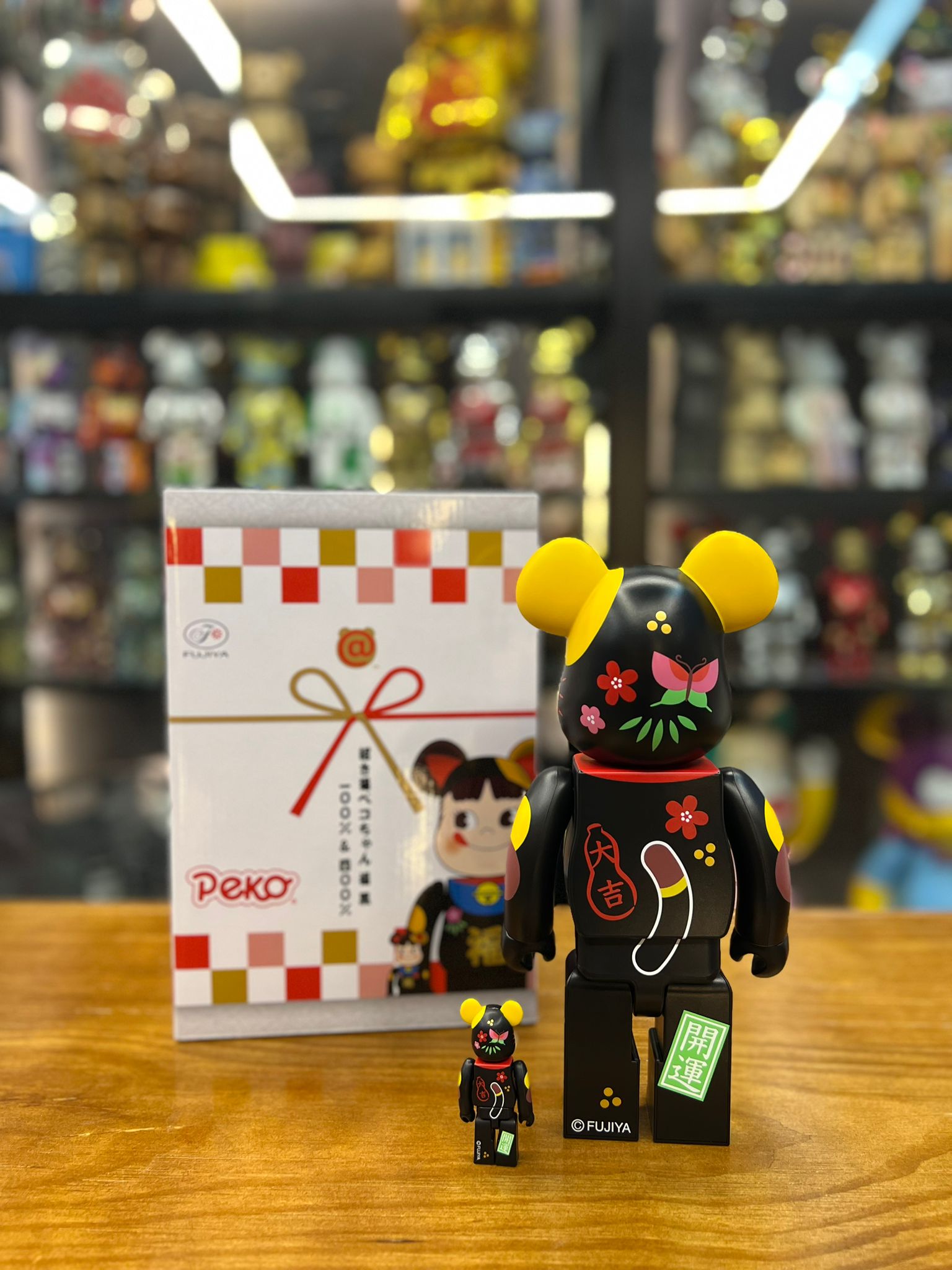 100％ & 400％ BE@RBRICK 招き猫 ペコちゃん 福 黒