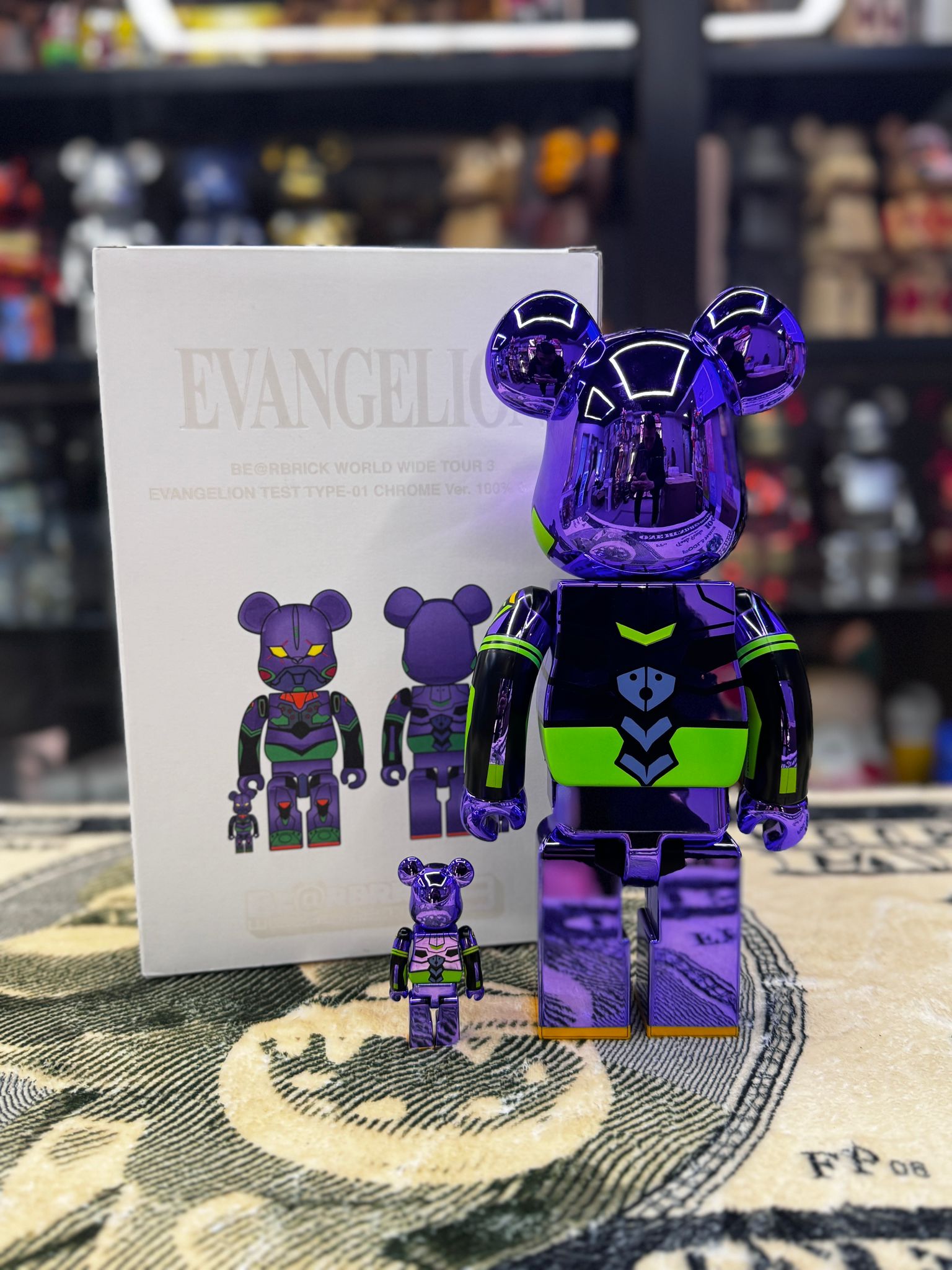 100% & 400% Be@rbrick Evangelion Eva Chrome Ver.