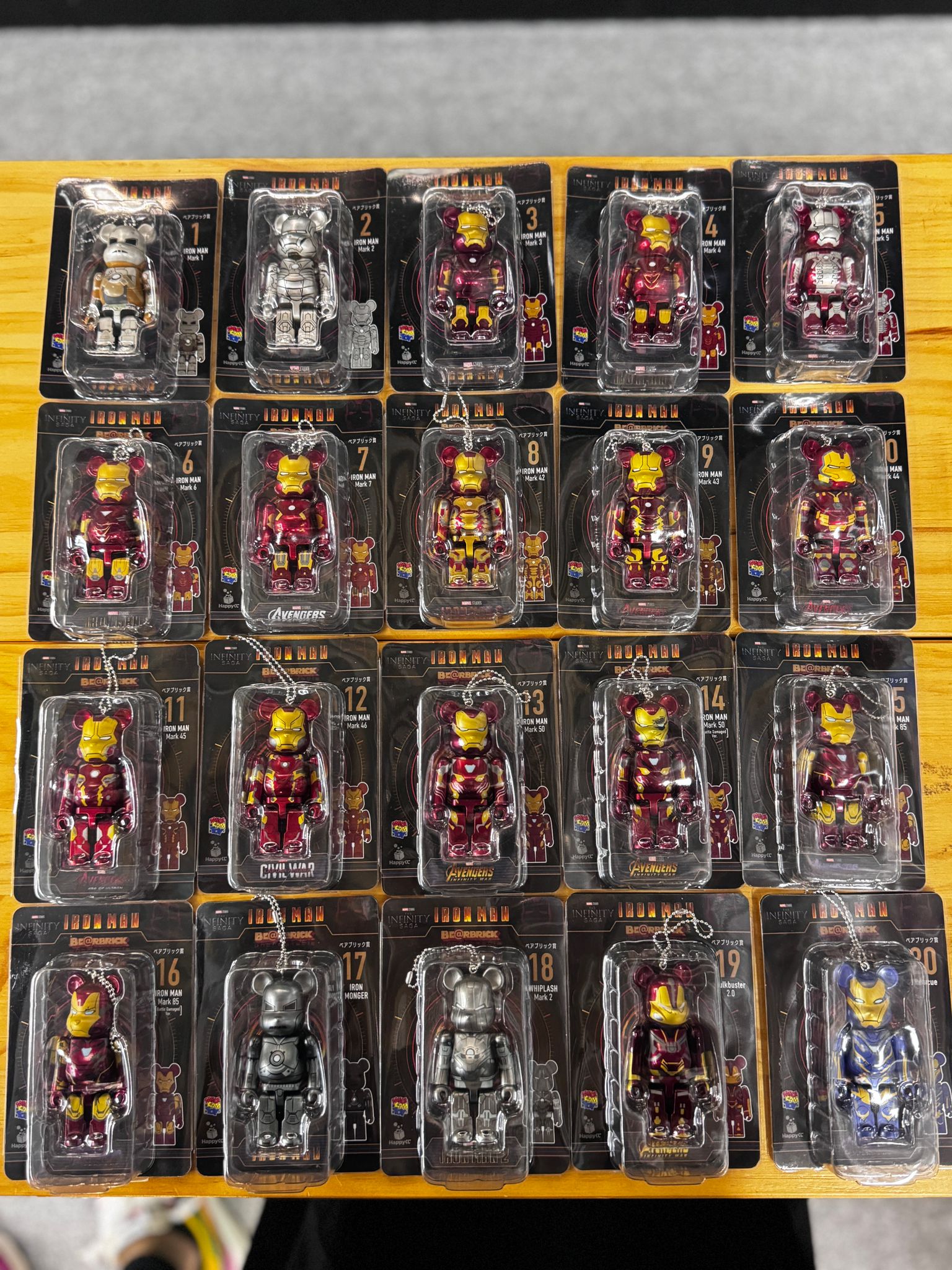 Happy 一番賞 Ironman Be@rbrick 100% No1 - No.20 (20 pcs)