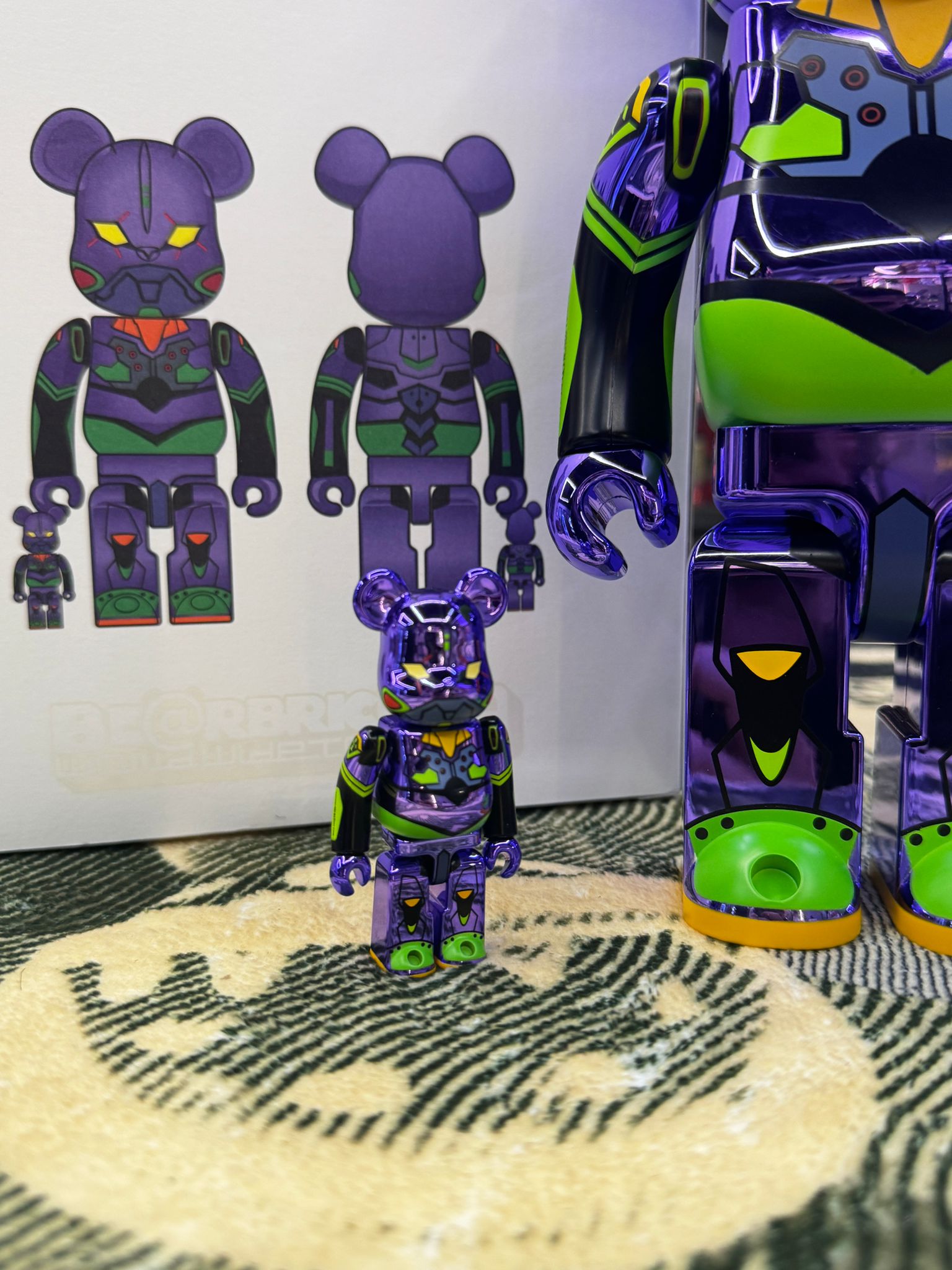 100% & 400% Be@rbrick Evangelion Eva Chrome Ver.