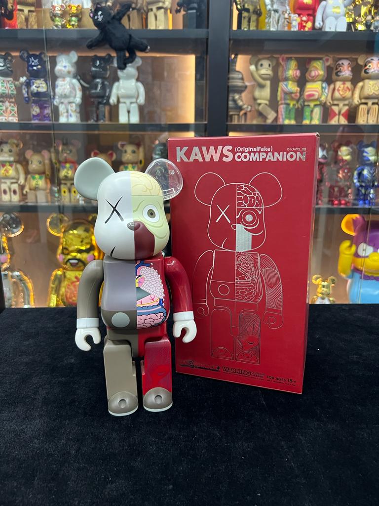 Set of 3 pcs 400% Be@rbrick x Kaws Original Fake (Black / Grey / brown) 黑/灰/紅 半解