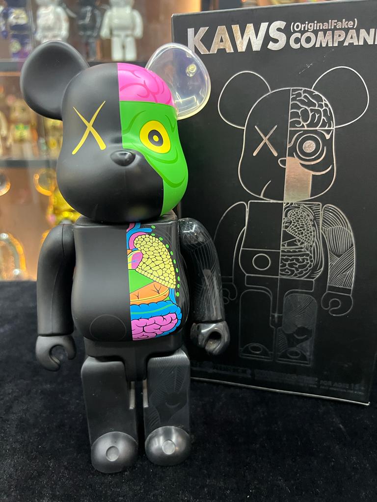 Set of 3 pcs 400% Be@rbrick x Kaws Original Fake (Black / Grey / brown) 黑/灰/紅 半解