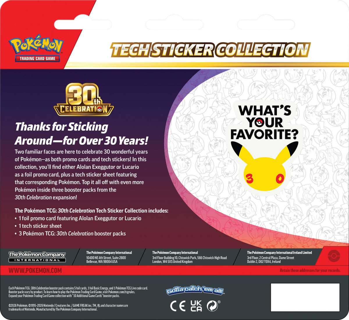 [ME6.5] Pokemon TCG 30th Celebration  Tech Sticker Collection Lucario