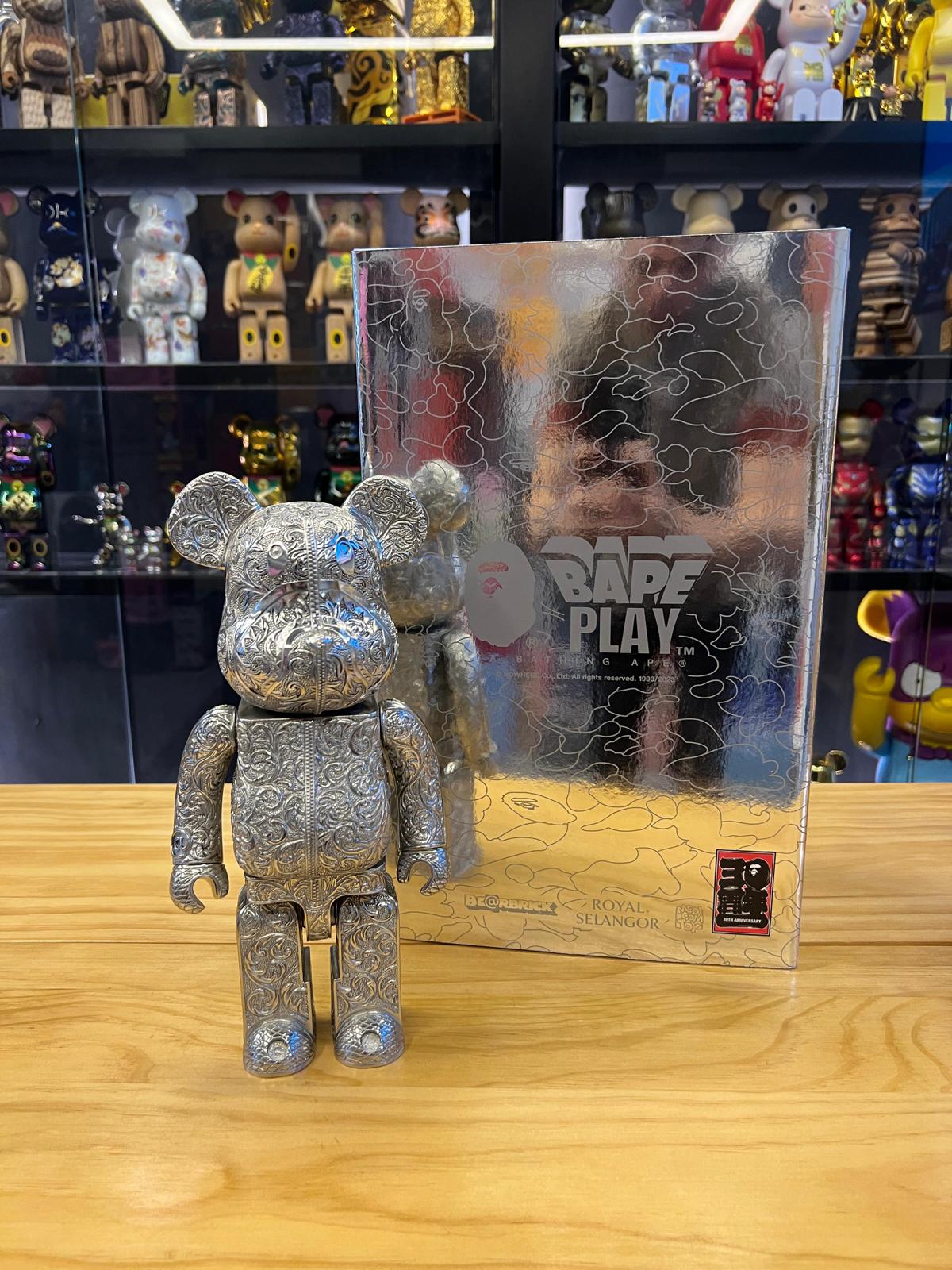 400％ Be@rbrick BAPE(R) Shark Royal Selangor Silver