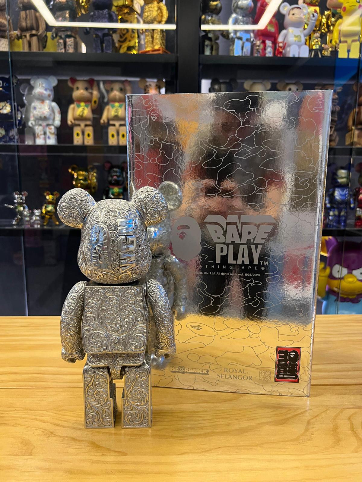 400％ Be@rbrick BAPE(R) Shark Royal Selangor Silver