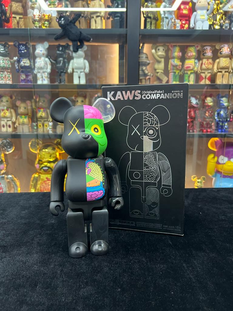 Set of 3 pcs 400% Be@rbrick x Kaws Original Fake (Black / Grey / brown) 黑/灰/紅 半解