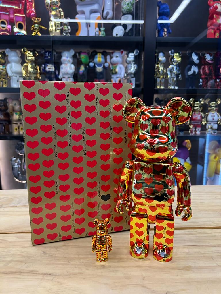 100% & 400% Be@rbrick Gold Heart Chrome