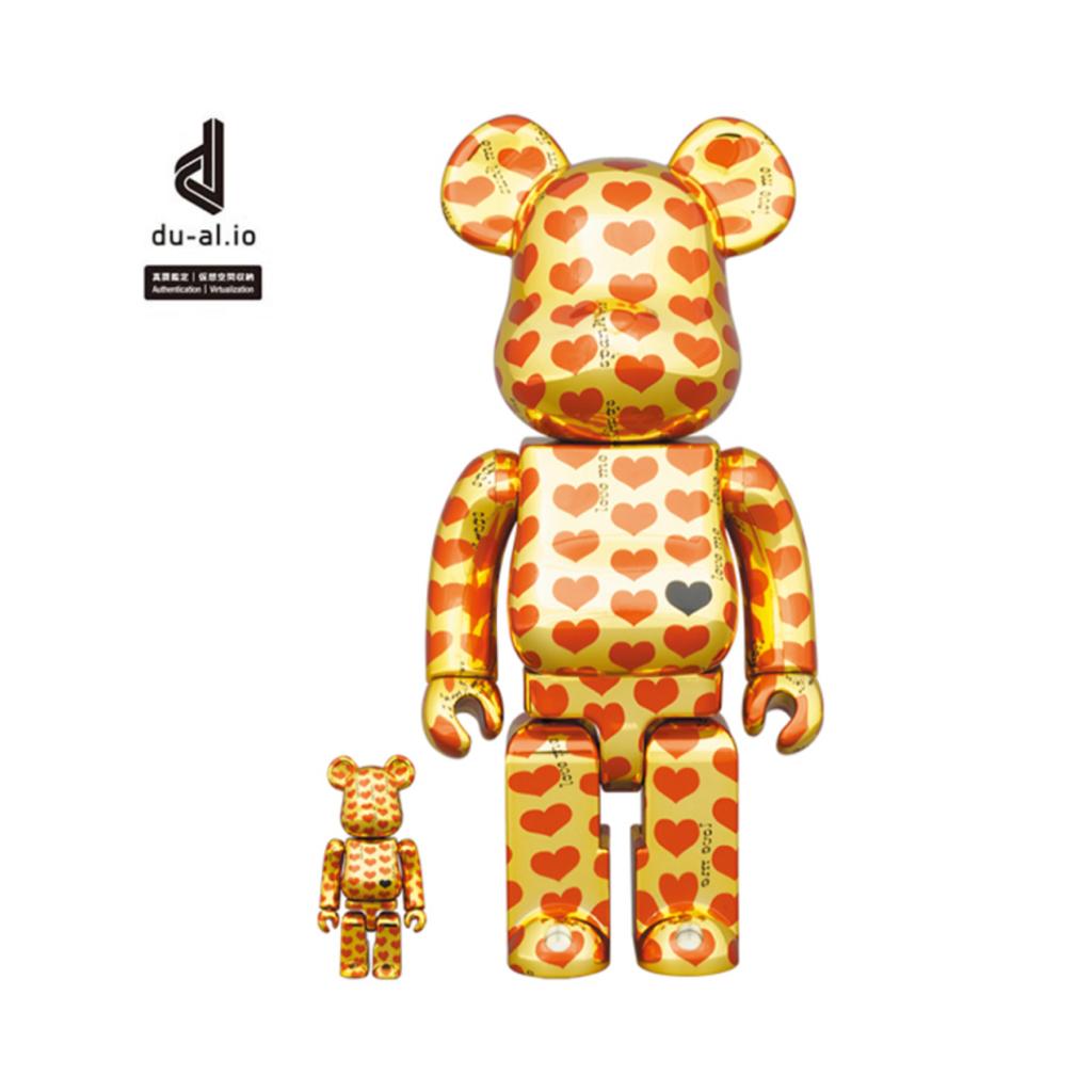 100% & 400% Be@rbrick Gold Heart Chrome