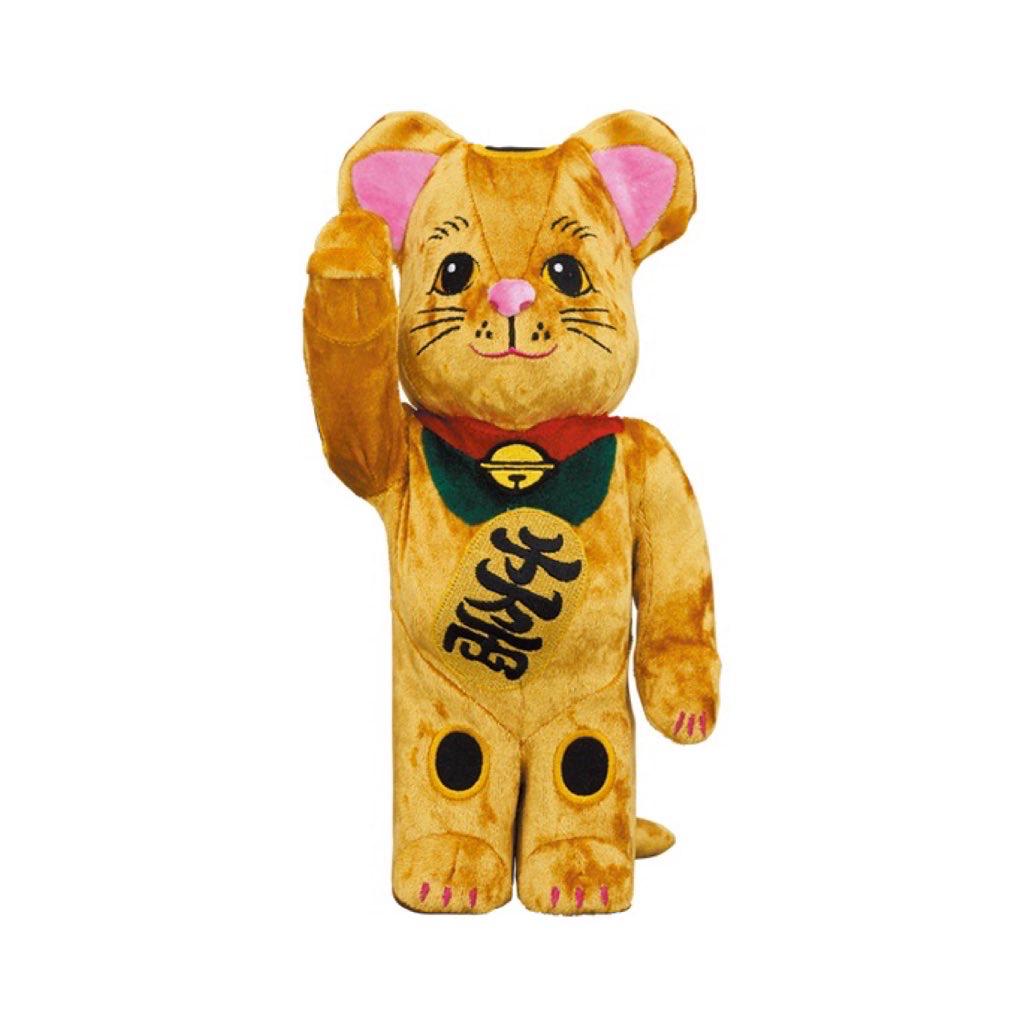 400% Be@rbrick 招き猫 金 着ぐるみ版 毛毛金色 招財貓