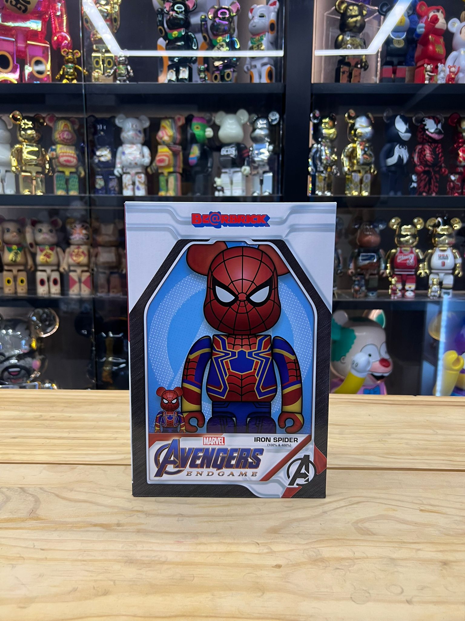 100% & 400% Be@rbrick Iron spider Avengers Endgame